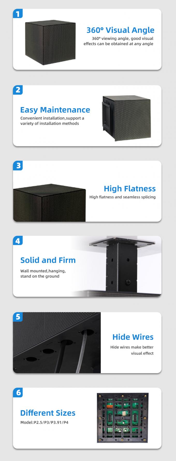 キューブLEDディスプレイ P2.5 P3 P4mm パーソナライズされた小売店広告 キューブLEDスクリーン 6