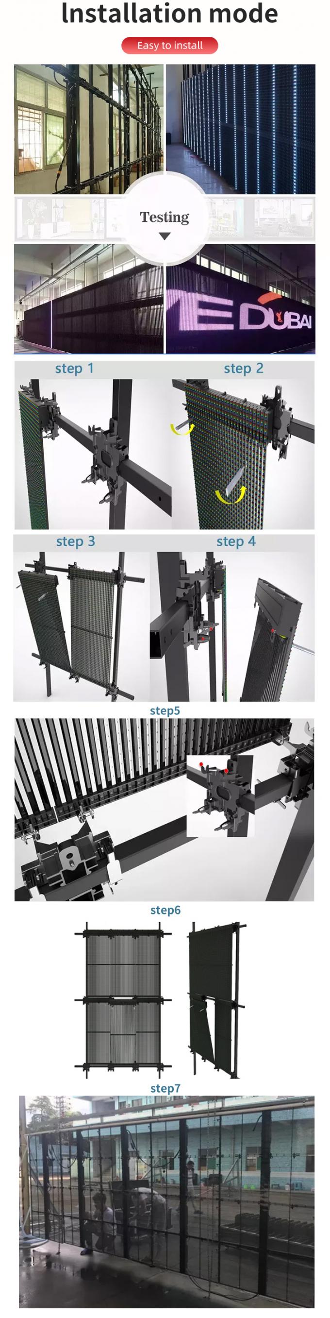 透明LED画面 透明ガラス窓 LED透明ビデオ壁 柔軟なパネル 高明るさLED画面 4