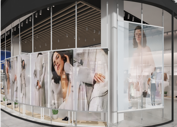 室内透明なLEDディスプレイ P3.91LEDビデオ壁ガラスLEDメッシュディスプレイパネル 0