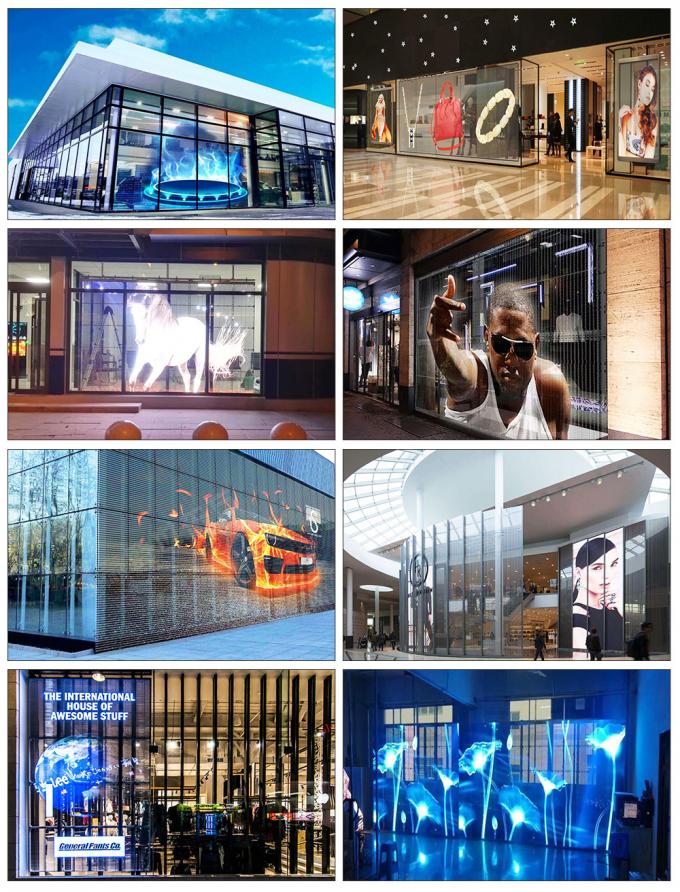 3.91-7.82mm ピクセルピッチ透明LEDディスプレイ 5-100mの視距離で75%の透明性 3