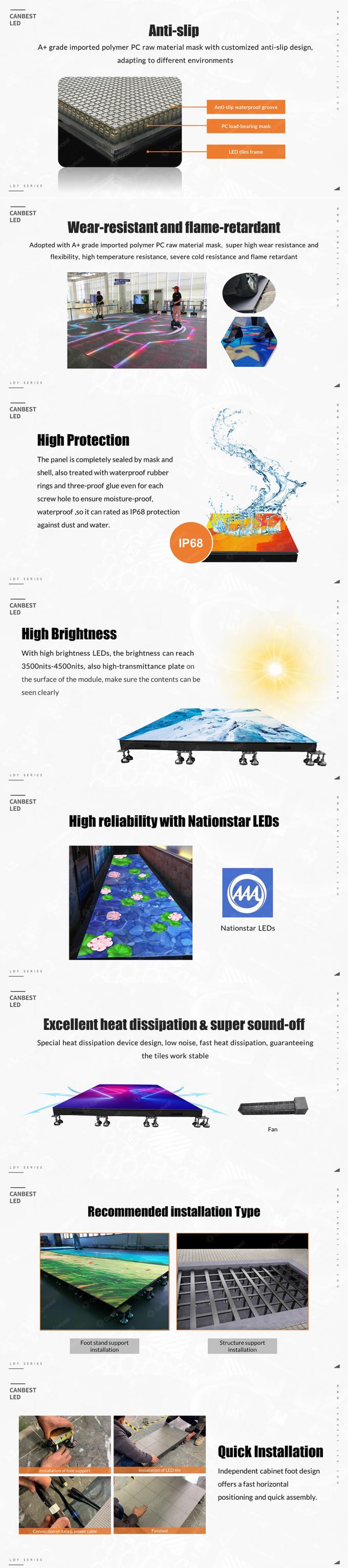IP65 防水設計 床 LED ディスプレイ 重荷 立 LED ディスプレイ 室内 屋外 ダンス フロア LED ディスプレイ 9