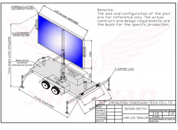 屋外用P4 LEDサインスクリーントレーラー 太陽光パネル 広告トレーラー HD LEDディスプレイ 2
