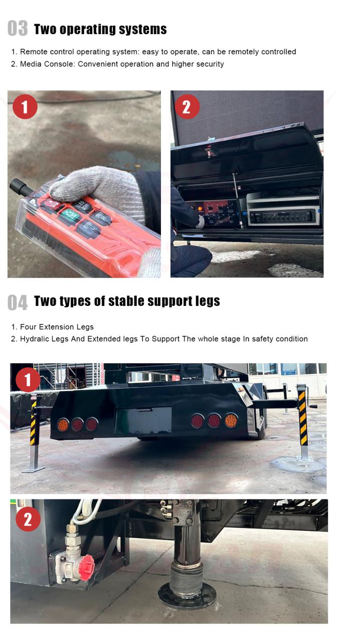 屋外用P4 LEDサインスクリーントレーラー 太陽光パネル 広告トレーラー HD LEDディスプレイ 4