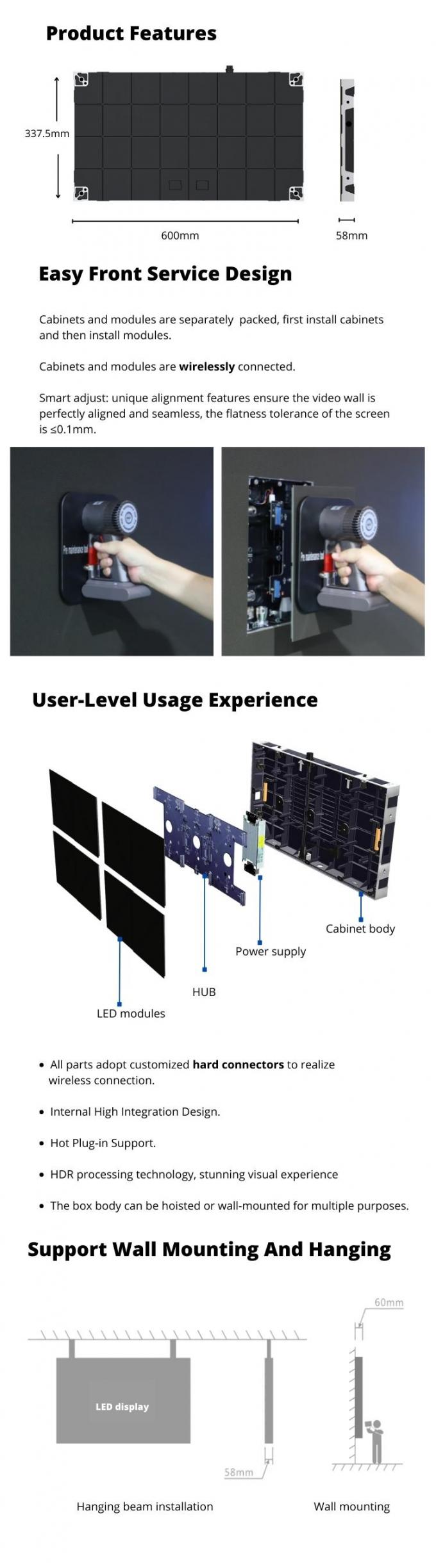 防水COB 室内 小型ピクセルピッチ P0.6 P0.7 P0.9 P1.25 マイクロ 薄型 LED ビデオ ウォール ディスプレイ パネル 6