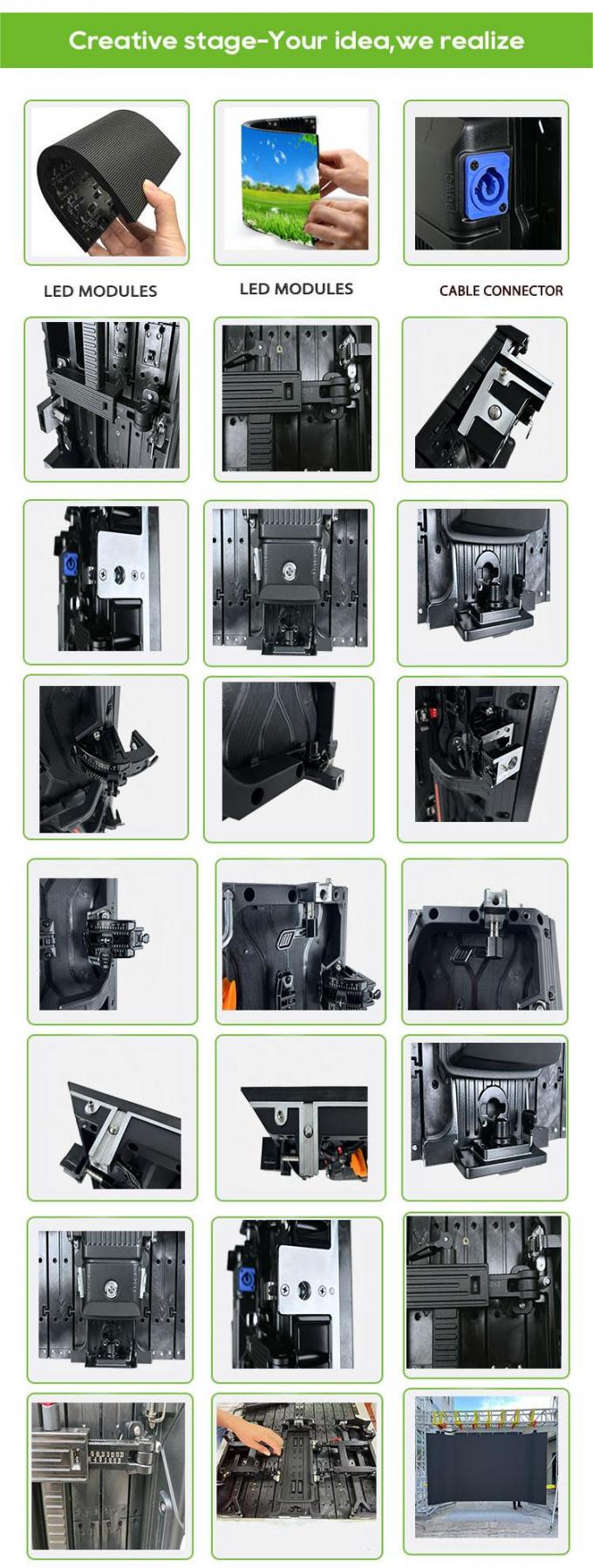 湾曲スクリーン屋内/屋外フレキシブルLEDビデオウォールレンタル LEDディスプレイ 展示会＆ステージ活動用-P2.976 P3.91 P4.81 3